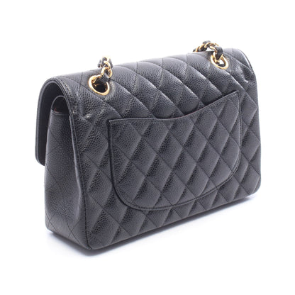 マトラッセ Wフラップ Wチェーンショルダーバッグ キャビアスキン ブラック ゴールド金具 シャネル バッグ CHANEL