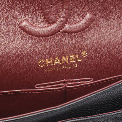 マトラッセ Wフラップ Wチェーンショルダーバッグ キャビアスキン ブラック ゴールド金具 シャネル バッグ CHANEL