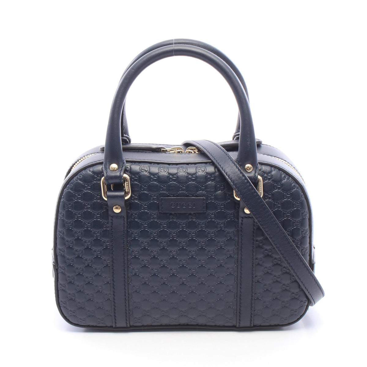 マイクログッチシマ 2WAY ハンドバッグ レザー ネイビー グッチ – RECLO
