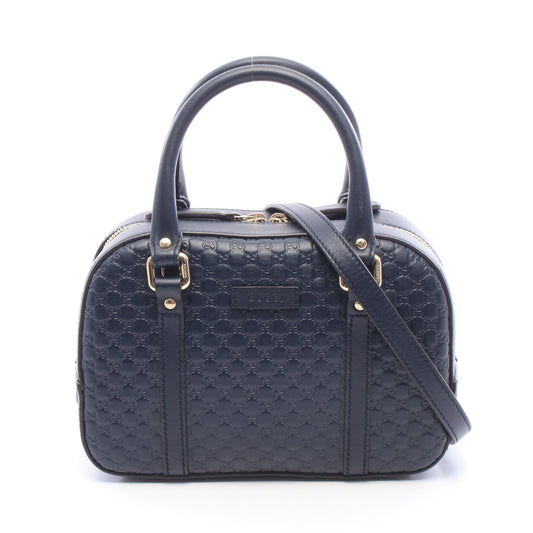 マイクログッチシマ 2WAY ハンドバッグ レザー ネイビー グッチ バッグ GUCCI
