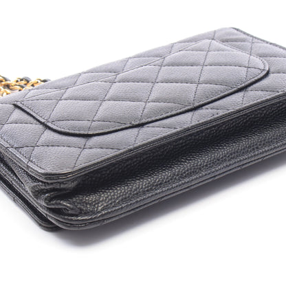 マトラッセ チェーンウォレット キャビアスキン ブラック ゴールド金具 シャネル バッグ CHANEL