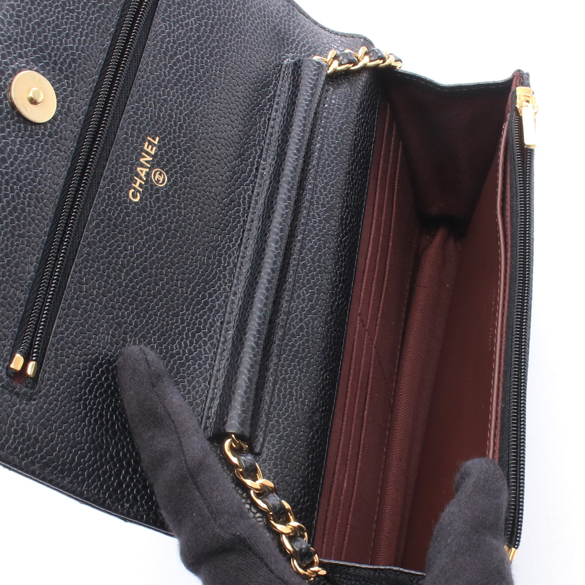 マトラッセ チェーンウォレット キャビアスキン ブラック ゴールド金具 シャネル バッグ CHANEL
