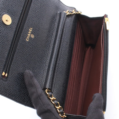 マトラッセ チェーンウォレット キャビアスキン ブラック ゴールド金具 シャネル バッグ CHANEL