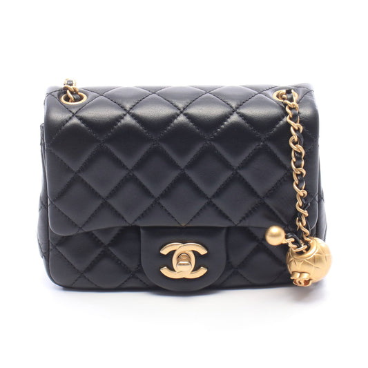 ミニマトラッセ チェーンショルダーバッグ ラムスキン ブラック ゴールド金具 シャネル バッグ CHANEL