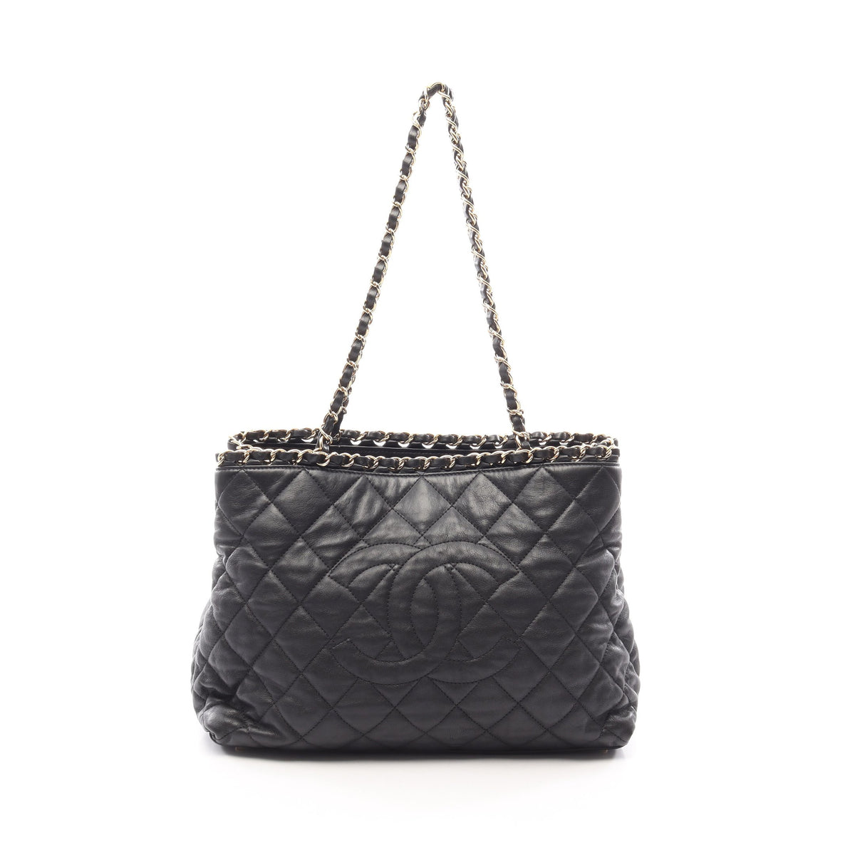 マトラッセ チェーンショルダーバッグ チェーントートバッグ レザー ブラック ゴールド金具 シャネル バッグ CHANEL