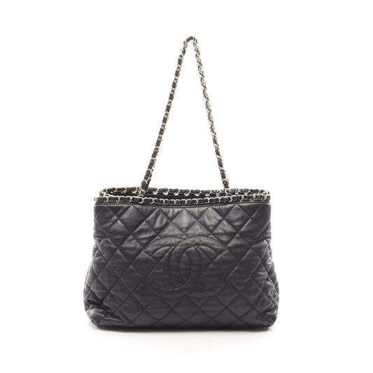 マトラッセ チェーンショルダーバッグ チェーントートバッグ レザー ブラック ゴールド金具 シャネル バッグ CHANEL