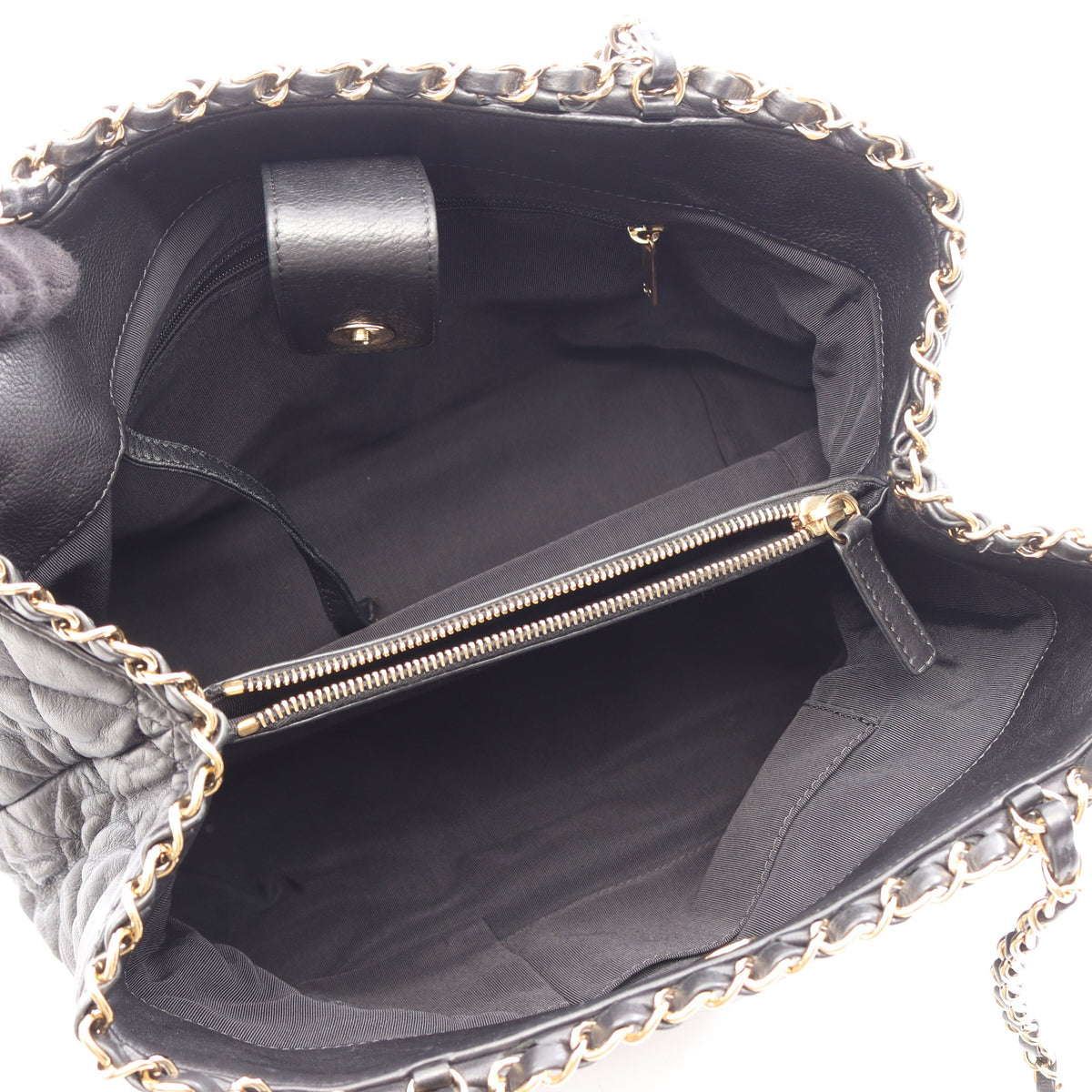 マトラッセ チェーンショルダーバッグ チェーントートバッグ レザー ブラック ゴールド金具 シャネル バッグ CHANEL