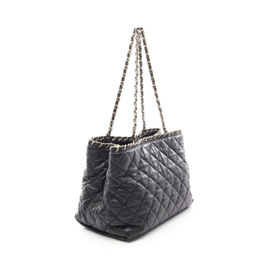 マトラッセ チェーンショルダーバッグ チェーントートバッグ レザー ブラック ゴールド金具 シャネル バッグ CHANEL