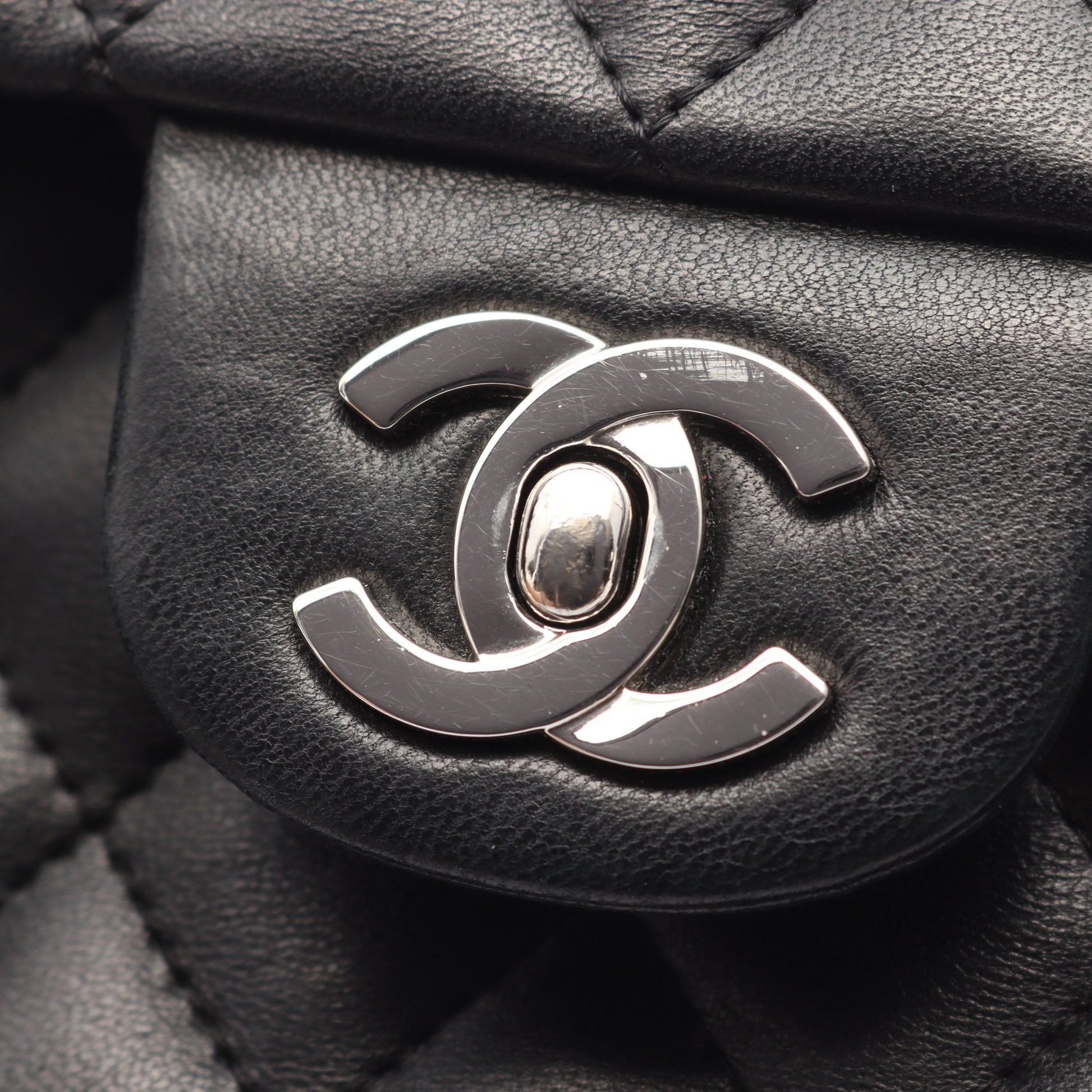 マトラッセ チェーンショルダーバッグ ラムスキン ブラック シルバー金具 シャネル バッグ CHANEL