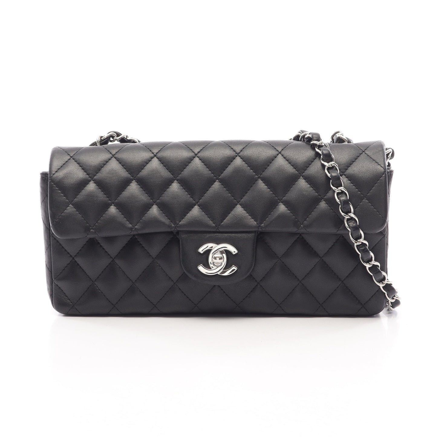 マトラッセ チェーンショルダーバッグ ラムスキン ブラック シルバー金具 シャネル バッグ CHANEL
