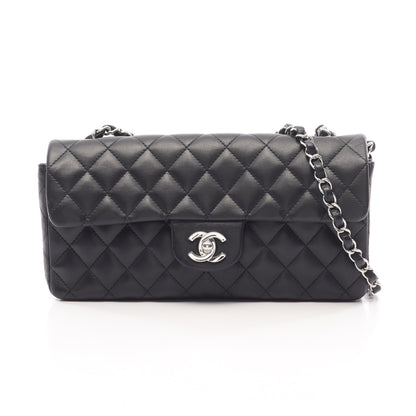 マトラッセ チェーンショルダーバッグ ラムスキン ブラック シルバー金具 シャネル バッグ CHANEL