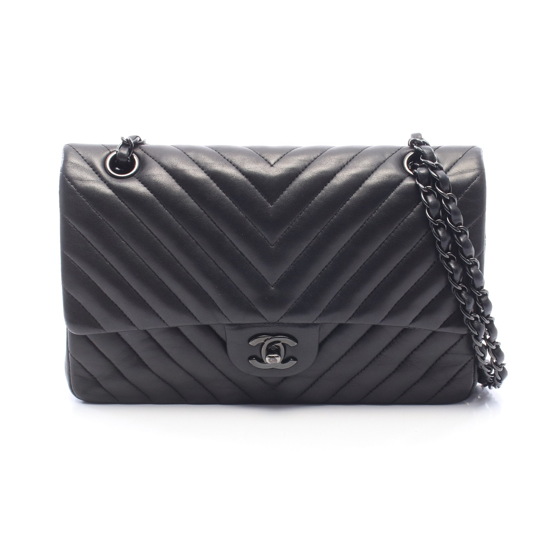 CHANEL シャネル【美品】ダブルフラップ シェブロン Vステッチ ショルダー シェブロン Vステッチ Wフラップ Wチェーンショルダーバッグ