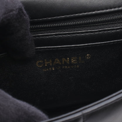 チョコバー ミニフラップ チェーンショルダーバッグ レザー ブラック ゴールド金具 シャネル バッグ CHANEL