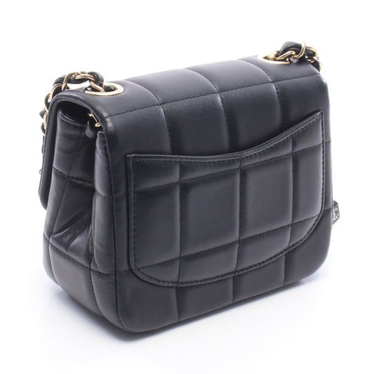 チョコバー ミニフラップ チェーンショルダーバッグ レザー ブラック ゴールド金具 シャネル バッグ CHANEL