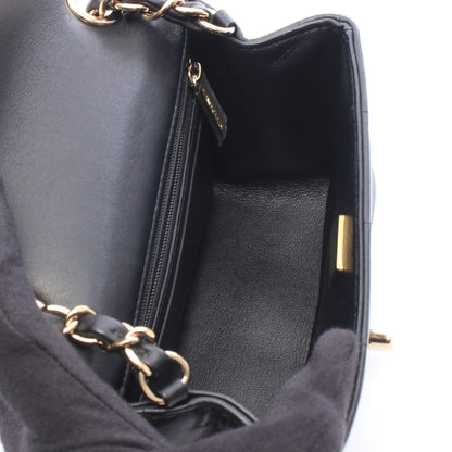 チョコバー ミニフラップ チェーンショルダーバッグ レザー ブラック ゴールド金具 シャネル バッグ CHANEL