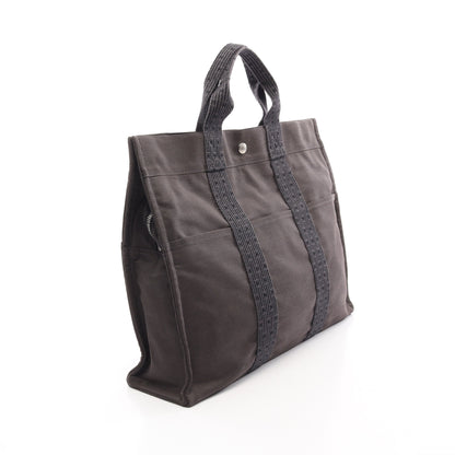 エールラインMM ハンドバッグ トートバッグ キャンバス ダークグレー シルバー金具 エルメス