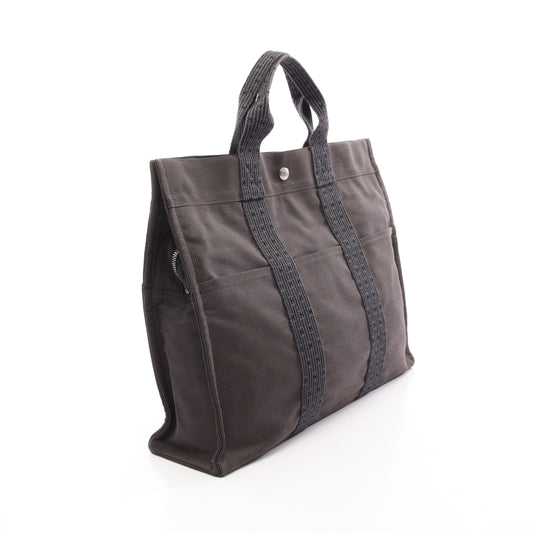 エールラインMM ハンドバッグ トートバッグ キャンバス ダークグレー シルバー金具 エルメス バッグ HERMES