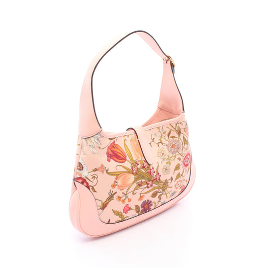 ニュージャッキー フローラ ワンショルダーバッグ 花柄 キャンバス レザー ピンク マルチカラー グッチ バッグ GUCCI