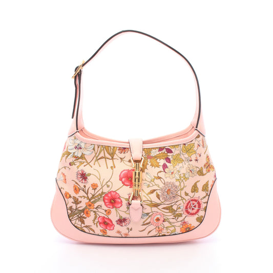 ニュージャッキー フローラ ワンショルダーバッグ 花柄 キャンバス レザー ピンク マルチカラー グッチ バッグ GUCCI