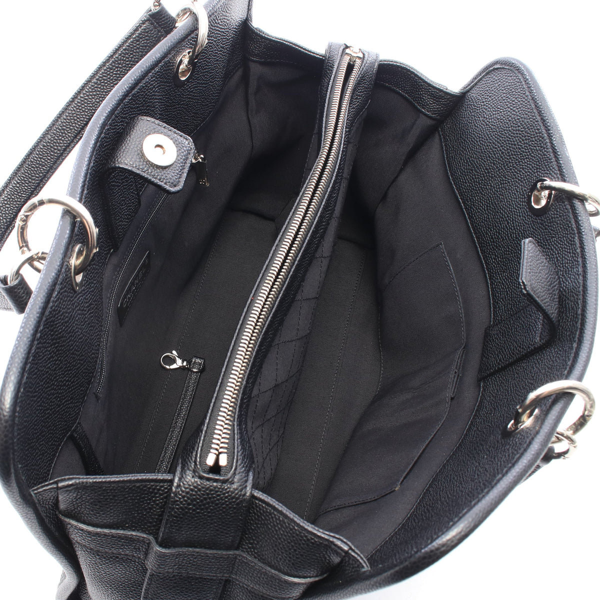 マトラッセ ハンドバッグ キャビアスキン ブラック シルバー金具 シャネル バッグ CHANEL