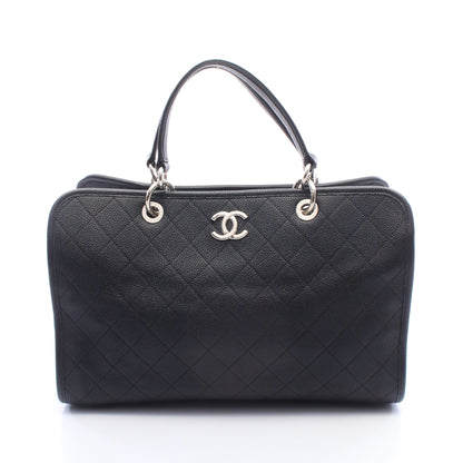 マトラッセ ハンドバッグ キャビアスキン ブラック シルバー金具 シャネル バッグ CHANEL