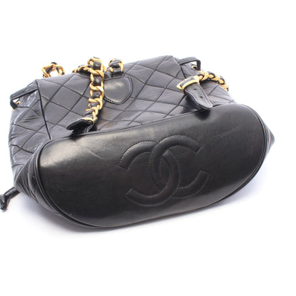 マトラッセ ターンロック チェーン バックパック リュックサック ラムスキン ブラック ゴールド金具 シャネル バッグ CHANEL