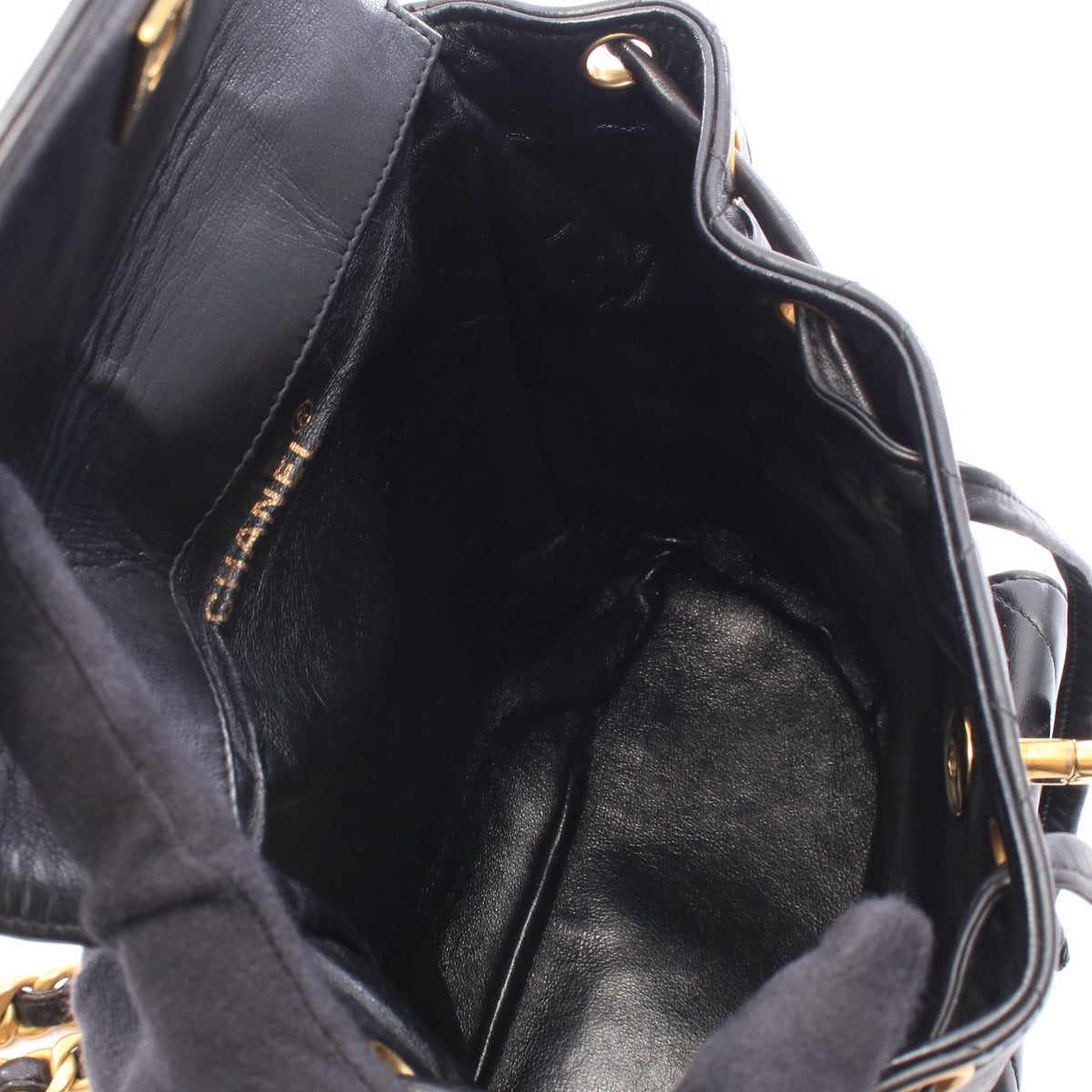 マトラッセ ターンロック チェーン バックパック リュックサック ラムスキン ブラック ゴールド金具 シャネル バッグ CHANEL
