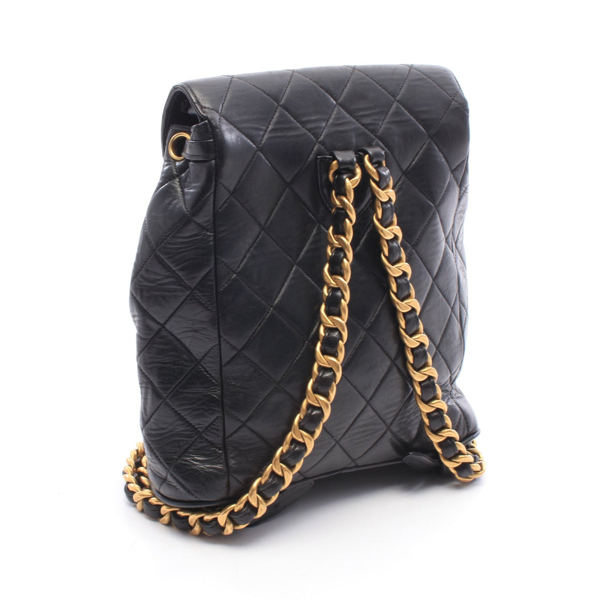 マトラッセ ターンロック チェーン バックパック リュックサック ラムスキン ブラック ゴールド金具 シャネル バッグ CHANEL