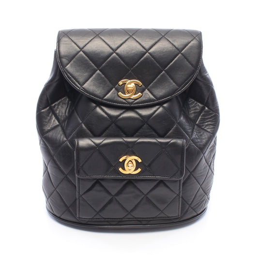 マトラッセ ターンロック チェーン バックパック リュックサック ラムスキン ブラック ゴールド金具 シャネル バッグ CHANEL