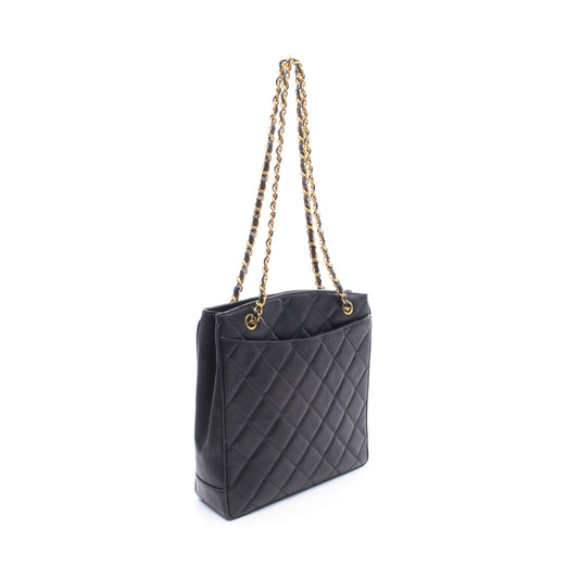 マトラッセ チェーンショルダーバッグ チェーントートバッグ キャビアスキン ブラック ゴールド金具 シャネル バッグ CHANEL
