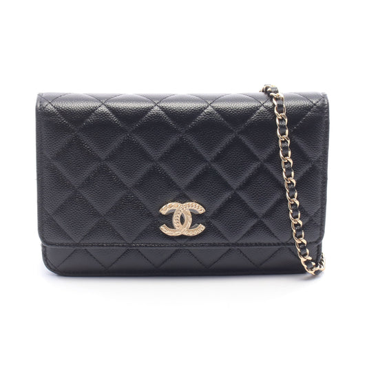 マトラッセ チェーンウォレット キャビアスキン ブラック ゴールド金具 シャネル バッグ CHANEL