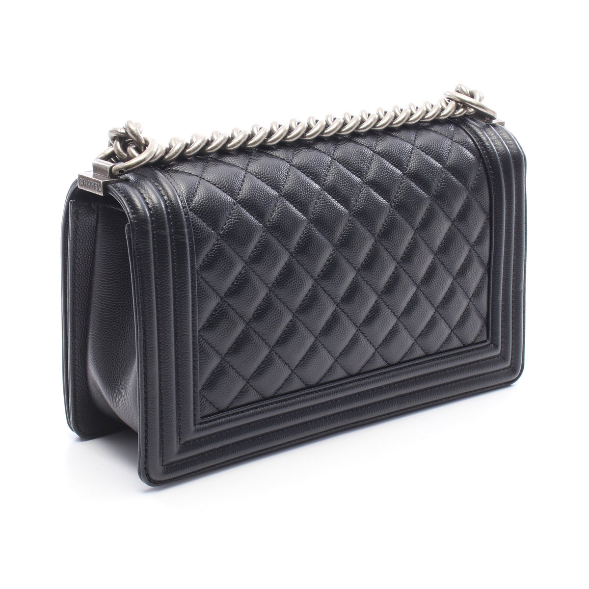 ボーイシャネル チェーンショルダーバッグ キャビアスキン ブラック シルバー金具 シャネル バッグ CHANEL