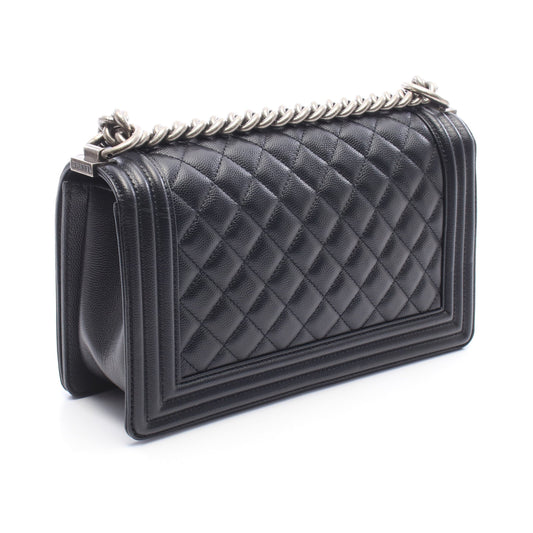 ボーイシャネル チェーンショルダーバッグ キャビアスキン ブラック シルバー金具 シャネル バッグ CHANEL