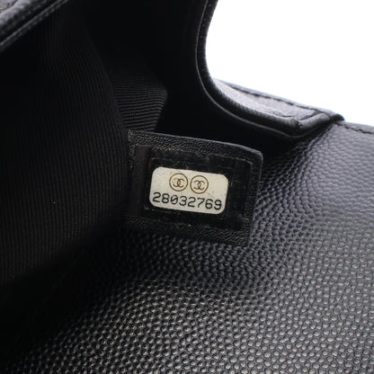 ボーイシャネル チェーンショルダーバッグ キャビアスキン ブラック シルバー金具 シャネル バッグ CHANEL