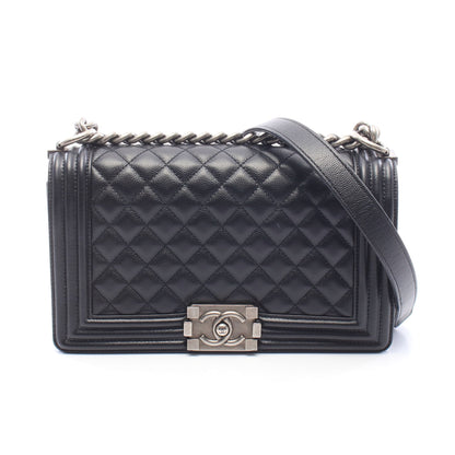 ボーイシャネル チェーンショルダーバッグ キャビアスキン ブラック シルバー金具 シャネル バッグ CHANEL