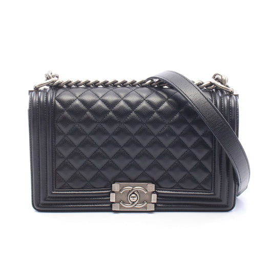 ボーイシャネル チェーンショルダーバッグ キャビアスキン ブラック シルバー金具 シャネル バッグ CHANEL