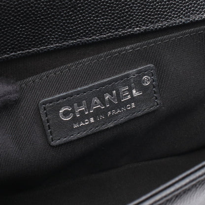ボーイシャネル チェーンショルダーバッグ キャビアスキン ブラック シルバー金具 シャネル バッグ CHANEL
