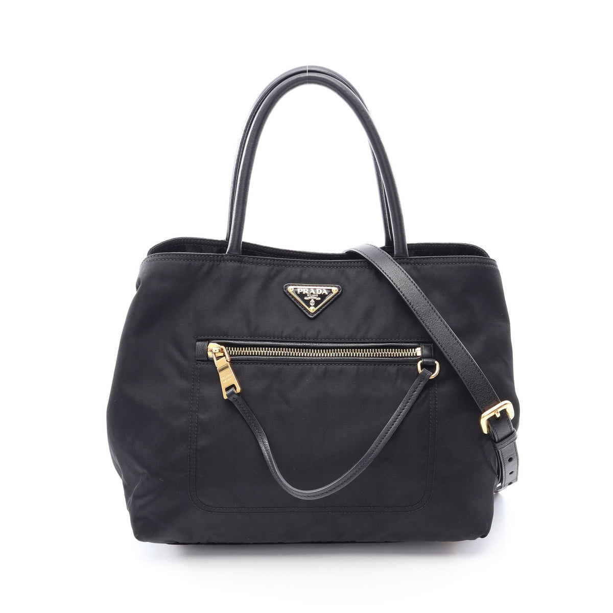 2WAY ハンドバッグ ナイロン レザー ブラック プラダ バッグ PRADA