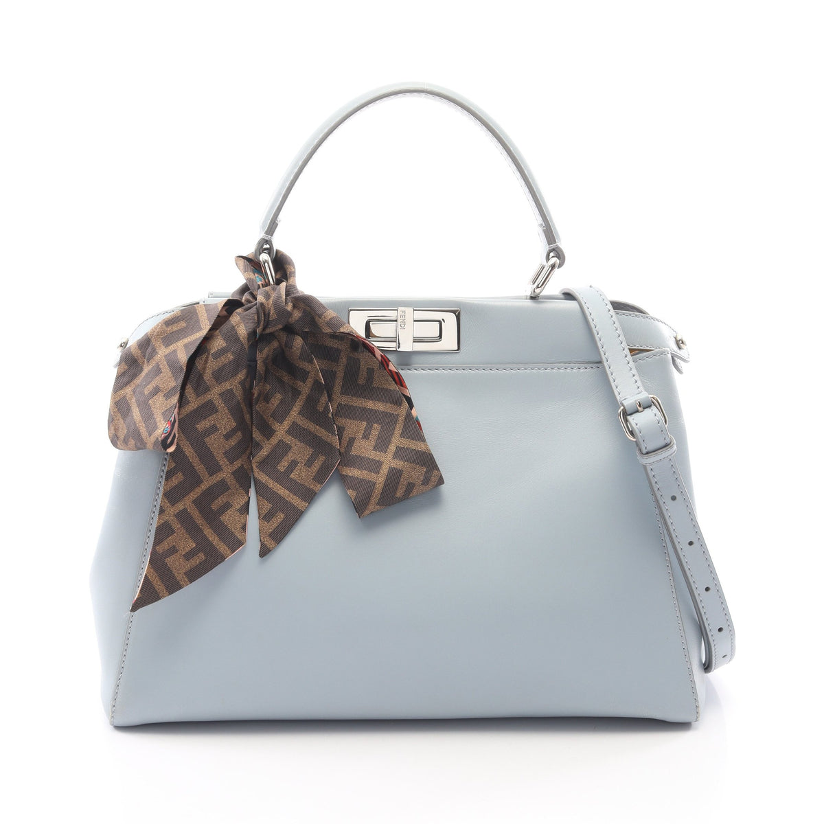 ピーカブー レギュラー 2WAY ハンドバッグ レザー ライトブルー フェンディ バッグ FENDI