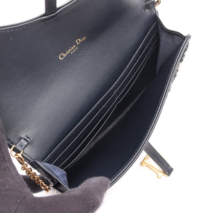 SADDLE サドル ロングウォレット ディオール オブリーク ジャガード チェーンウォレット キャンバス レザー ベージュ ネイビー クリスチャンディオール バッグ Christian Dior