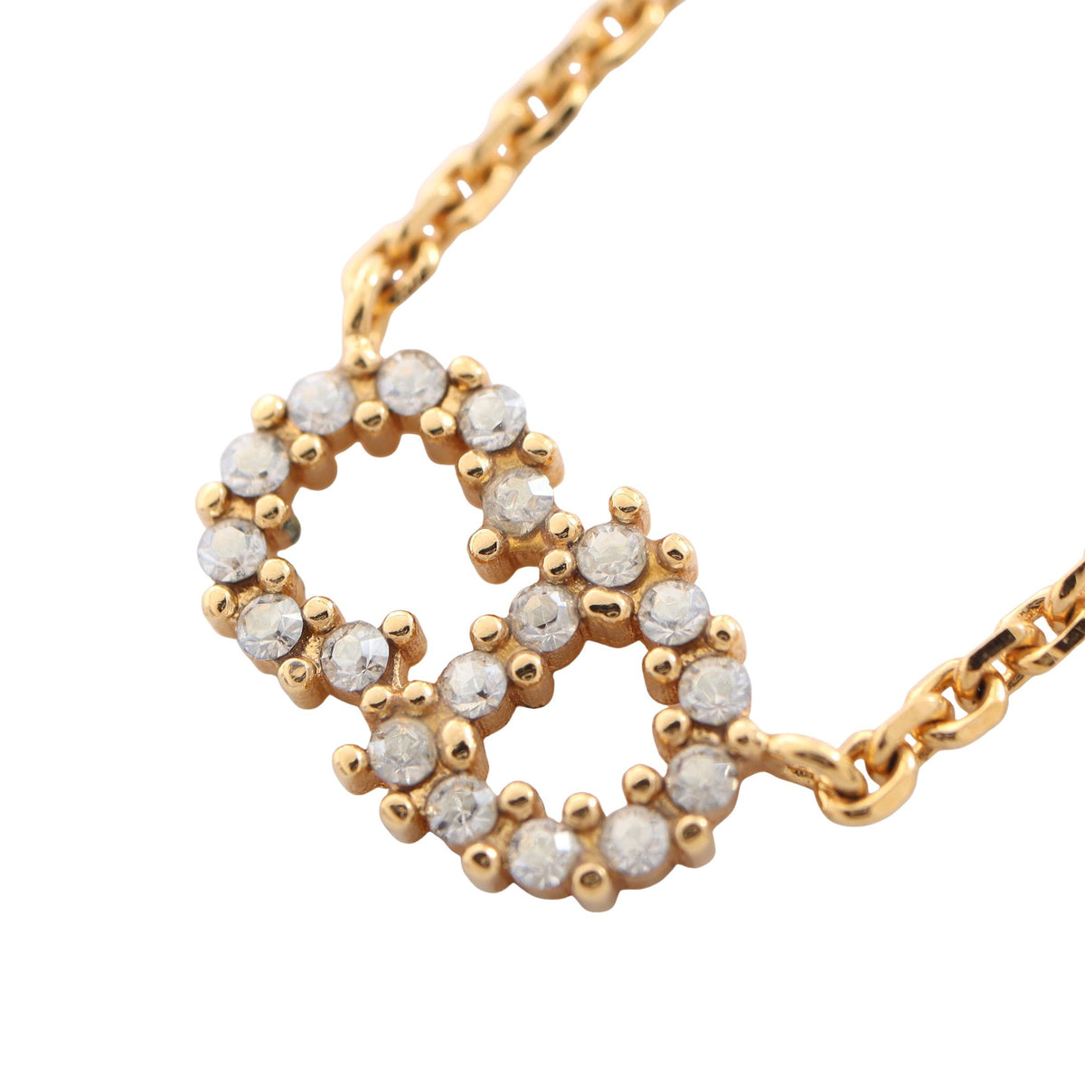 CDロゴ ネックレス GP ラインストーン フェイクパール ゴールド クリア オフホワイト クリスチャンディオール アクセサリー Christian Dior