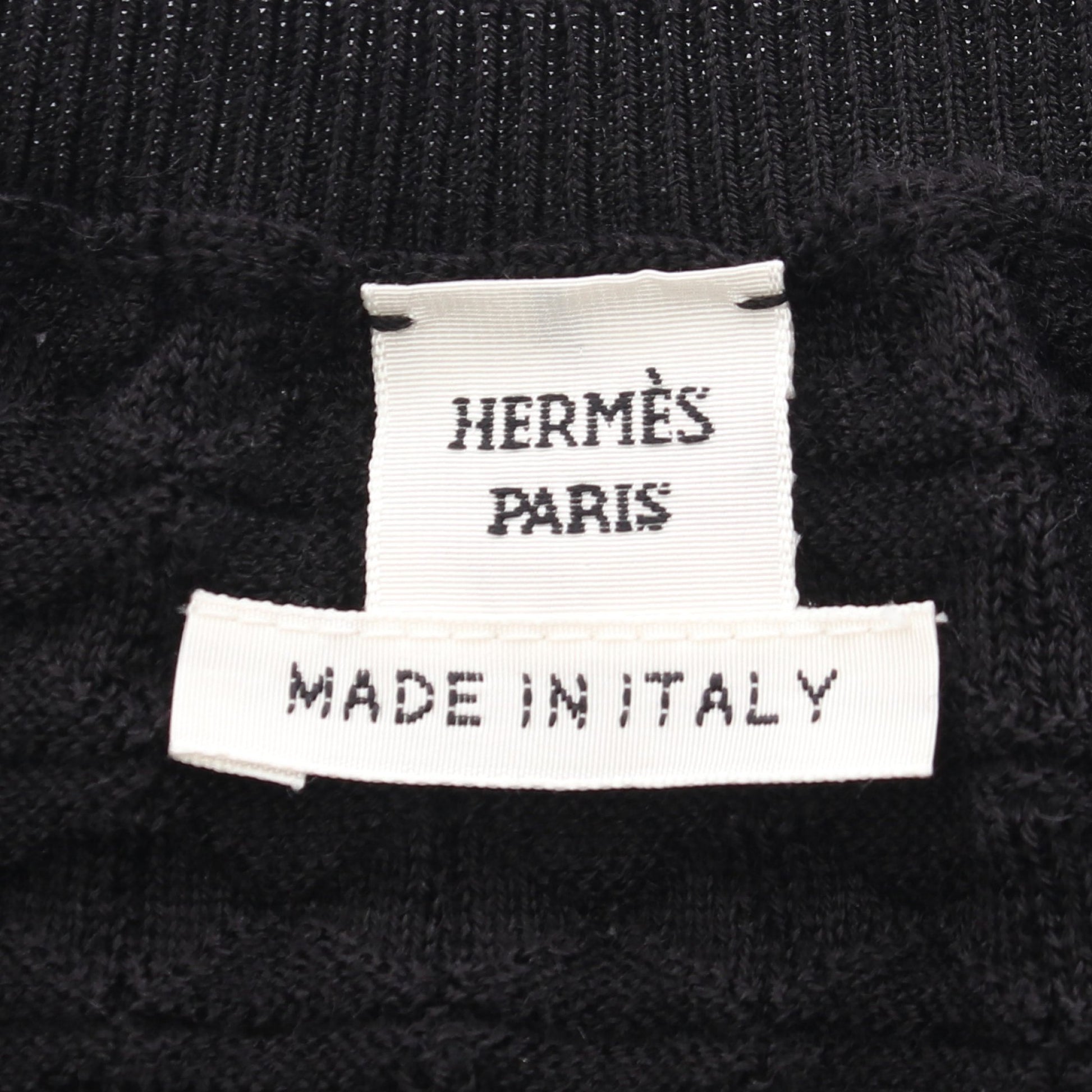 ノースリーブ リップル編み ニットワンピース カシミヤ シルク ブラック エルメス ワンピース HERMES