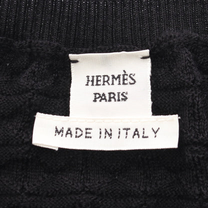 ノースリーブ リップル編み ニットワンピース カシミヤ シルク ブラック エルメス ワンピース HERMES