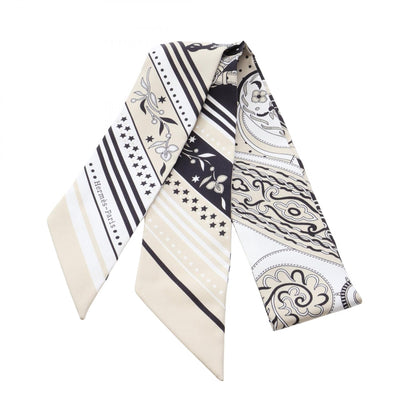 ツイリー Festival des Amazones Bandana リボン スカーフ シルク ベージュ ホワイト ブラック エルメス 財布・小物 HERMES