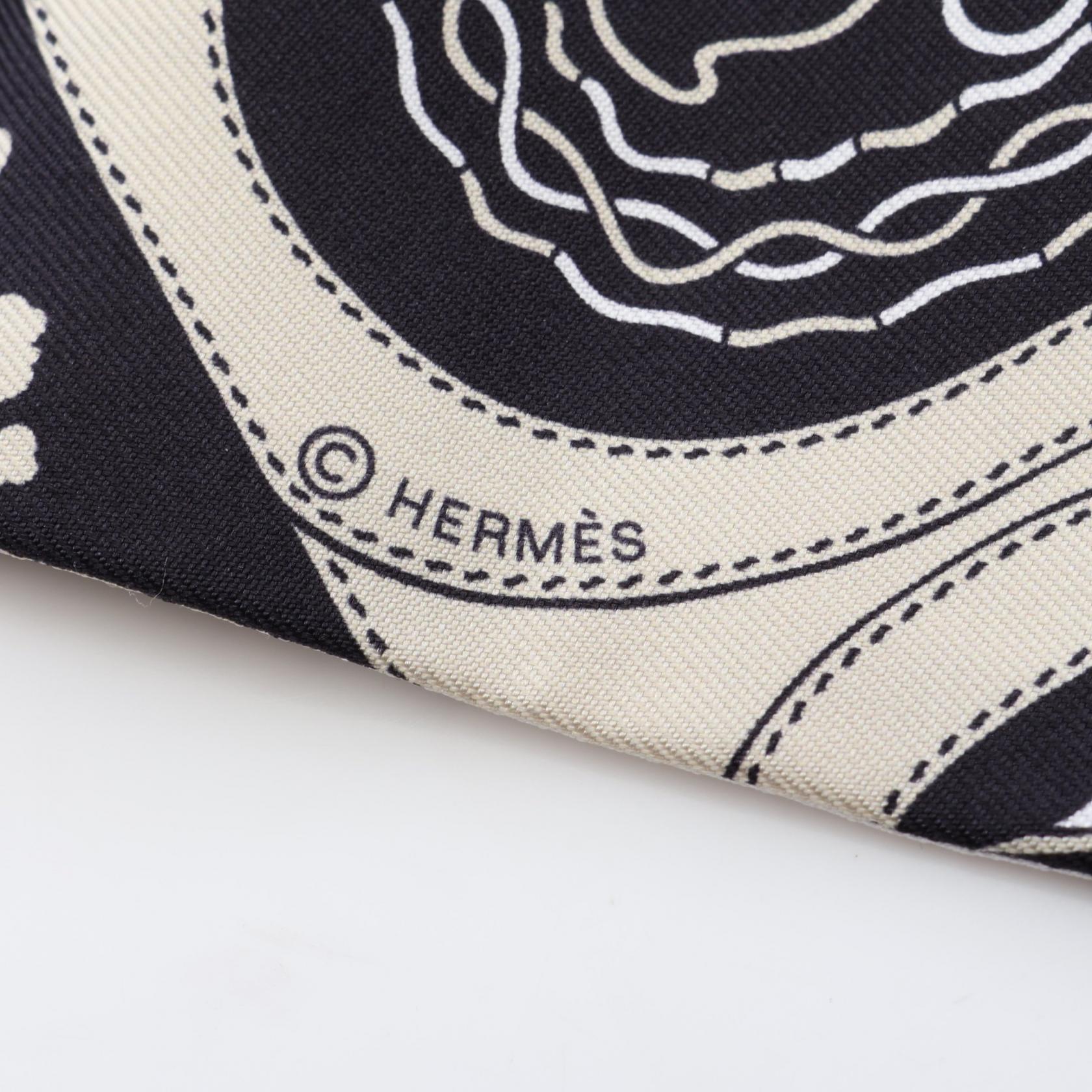 ツイリー Festival des Amazones Bandana リボン スカーフ シルク ベージュ ホワイト ブラック エルメス 財布・小物 HERMES