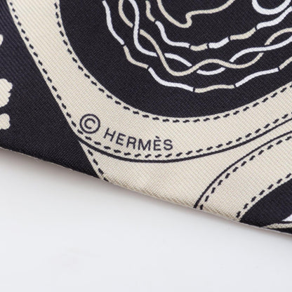 ツイリー Festival des Amazones Bandana リボン スカーフ シルク ベージュ ホワイト ブラック エルメス 財布・小物 HERMES