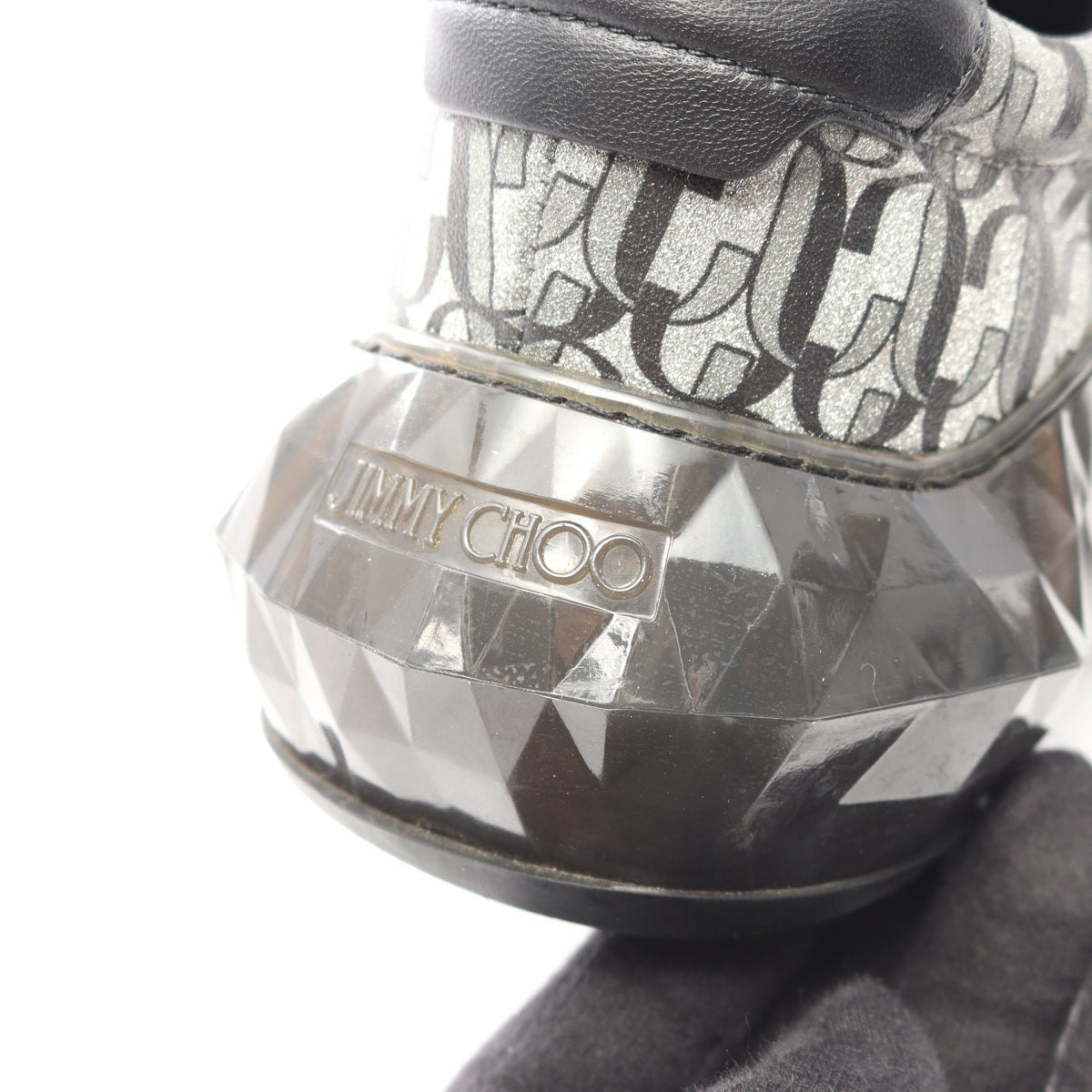 DIAMOND ダイヤモンド JCロゴ ラメ スニーカー レザー シルバー ブラック ジミーチュウ