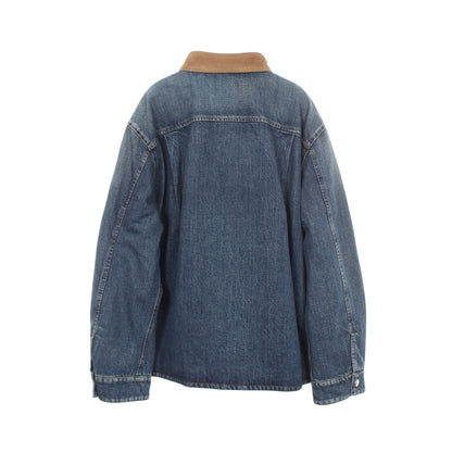 DENIM PIUMINO ウォッシュ加工 ダウンジャケット デニムジャケット コットン インディゴブルー ライトブラウン ミュウミュウ