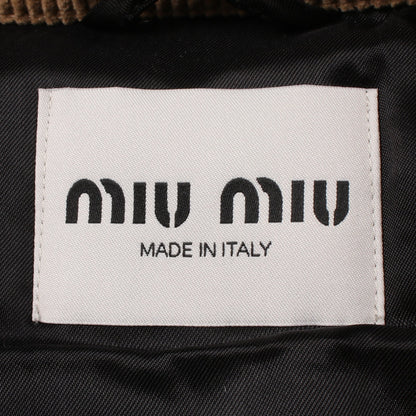 DENIM PIUMINO ウォッシュ加工 ダウンジャケット デニムジャケット コットン インディゴブルー ライトブラウン ミュウミュウ
