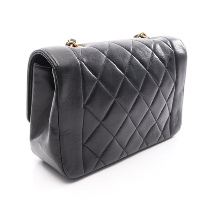 マトラッセ ダイアナフラップ チェーンショルダーバッグ ラムスキン ブラック ゴールド金具 シャネル バッグ CHANEL